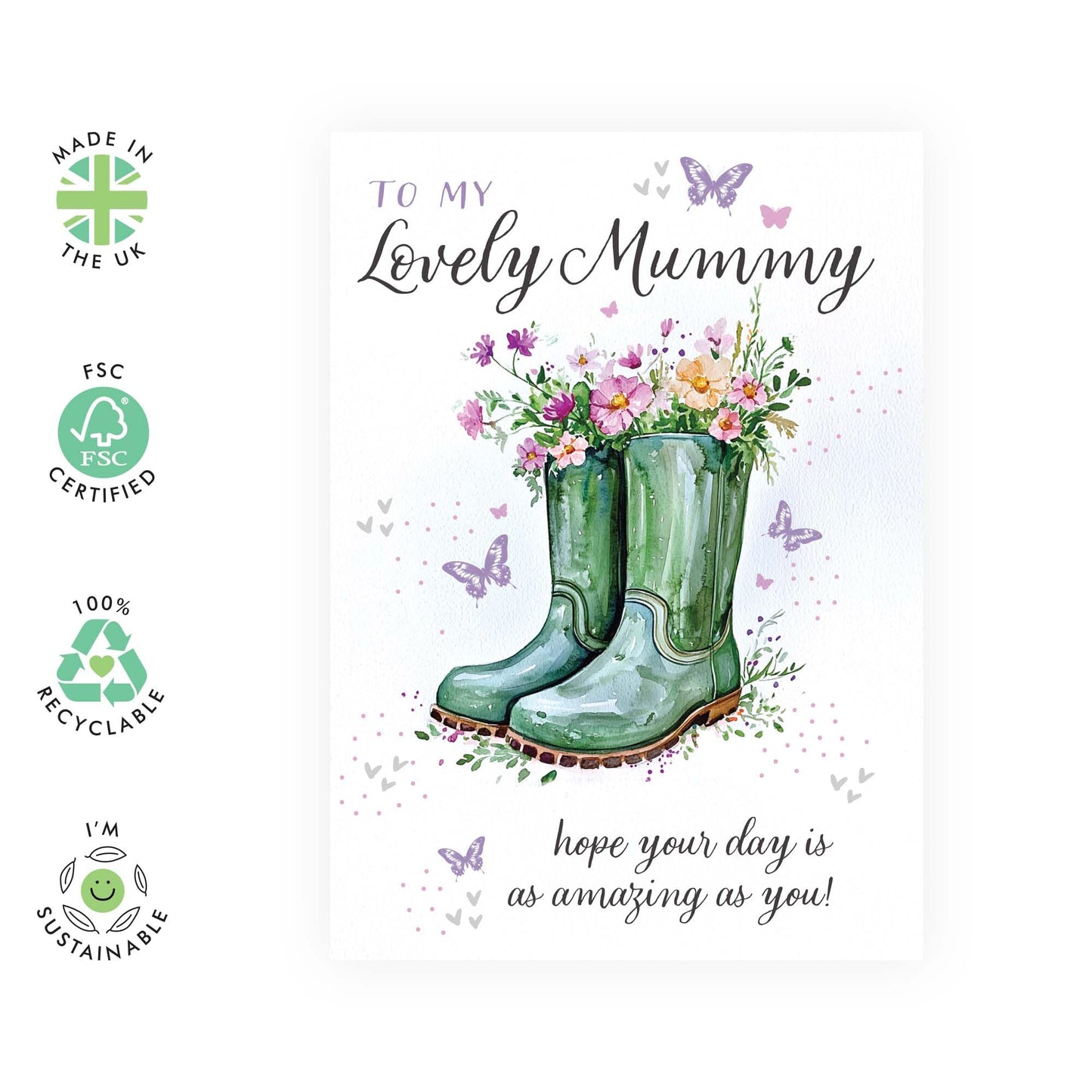 Floral Happy Birthday Card Mummy - To My Lovely Mummy - Mother's Day Cards From Daughter Son - Birthday Greeting Cards For Mum Mama Step Mum - Comes With Stickers - By Central 23