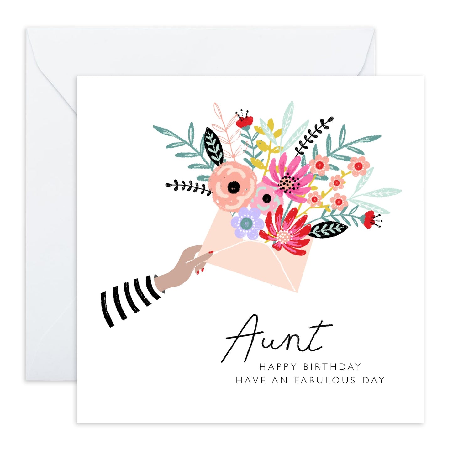 Birthday Card For Aunt - Aunt Floral Envelope - Gift From Niece Nephew - Happy Birthday Aunty Greeting Card - Greeting Cards Her - Heartfelt Gifts Women Tia - Comes With Fun Stickers - By Central 23