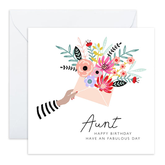 Birthday Card For Aunt - Aunt Floral Envelope - Gift From Niece Nephew - Happy Birthday Aunty Greeting Card - Greeting Cards Her - Heartfelt Gifts Women Tia - Comes With Fun Stickers - By Central 23