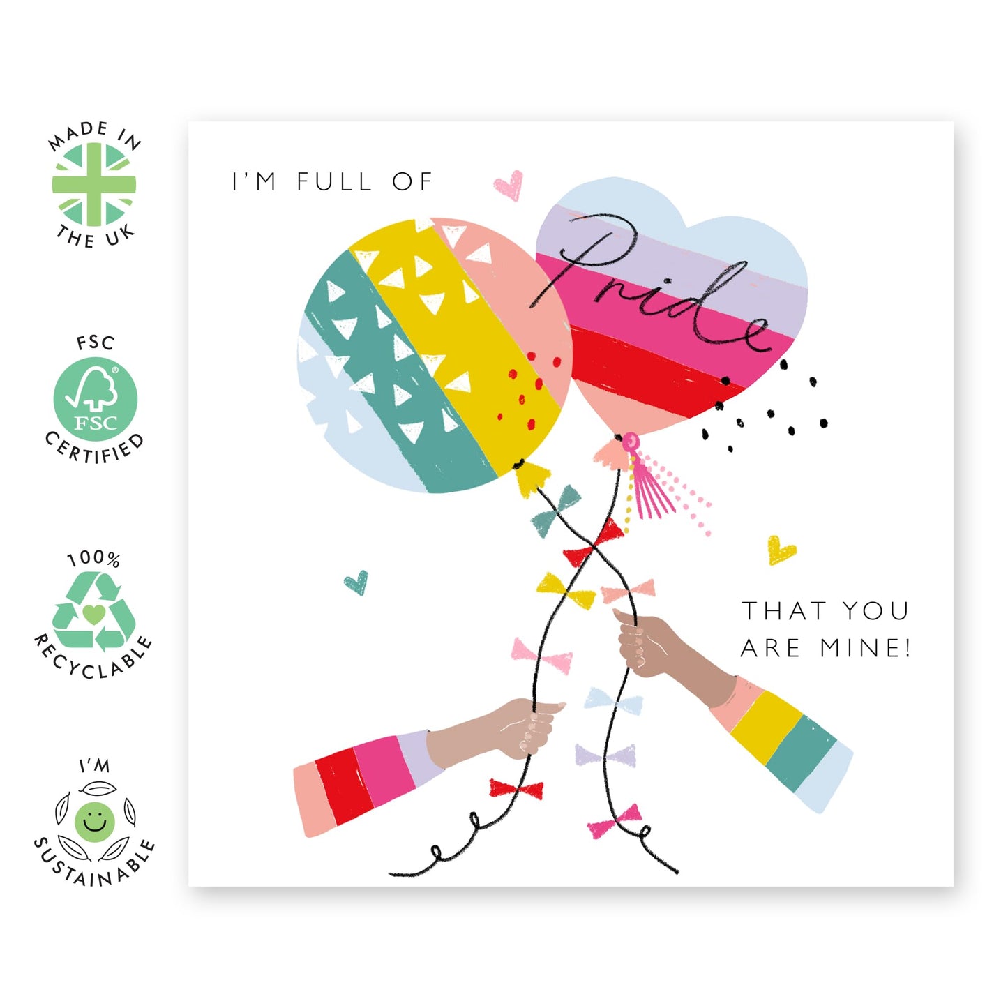 Love & Pride Balloons Greeting Card - 'LGBT 20' - Gifts for Gays, Lesbian, Girlfriend, Boyfriend, Him, Her, She, He, His, Her, Ladies, Men, - True Colors - Comes with Fun Stickers