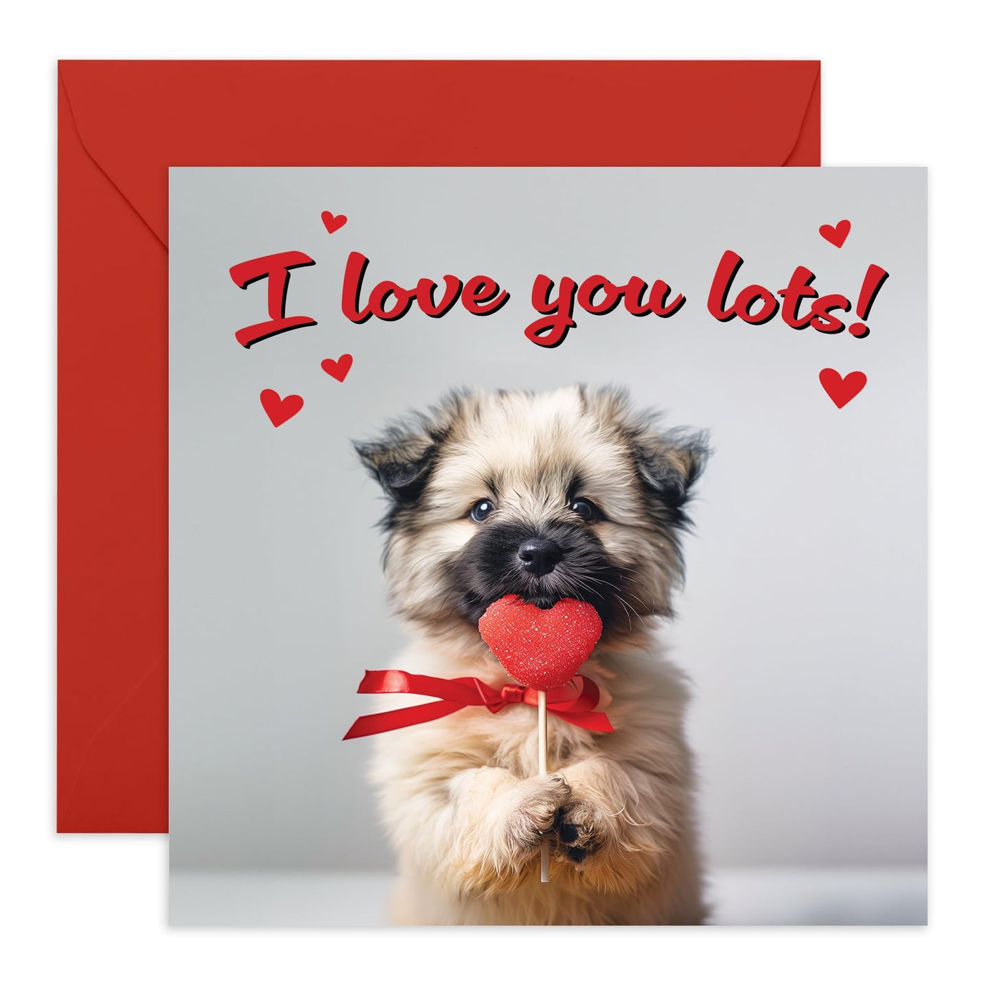 Greeting Card - 'LOVE YOU LOTS PUPPY' - Perfect for Sending Warm Fuzzies and Affection - Ideal for Celebrating Special Muments with a Touch of Adorable Puppy Charm - Comes With Stickers By Central 23