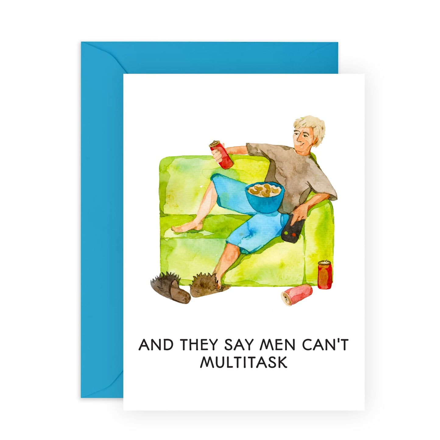 Hilarious Birthday Card for Him - 'Men Can't Multitask' - Gifts for Husband, Boyfriend, Dad, Brother, Boys, Colleague - In The Couch - Comes with Fun Stickers