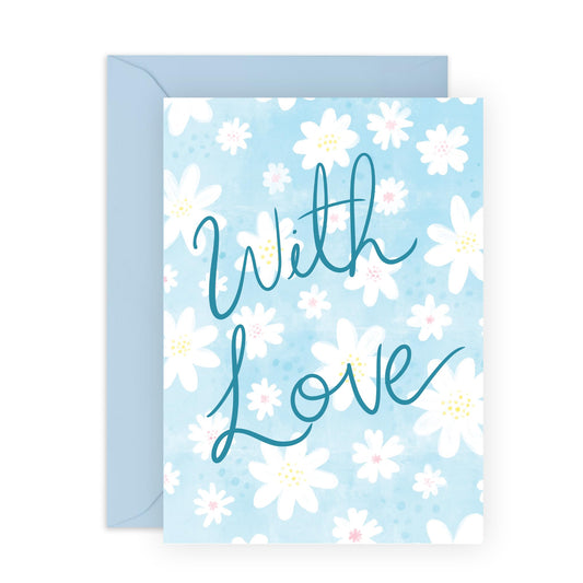 Sweet Anniversary Day Card - 'With Love Floral' - Romantic Gifts for Boyfriend, Husband, Wife, Girlfriend, Partner, Other Half - Valentines Present - Comes with Fun Stickers