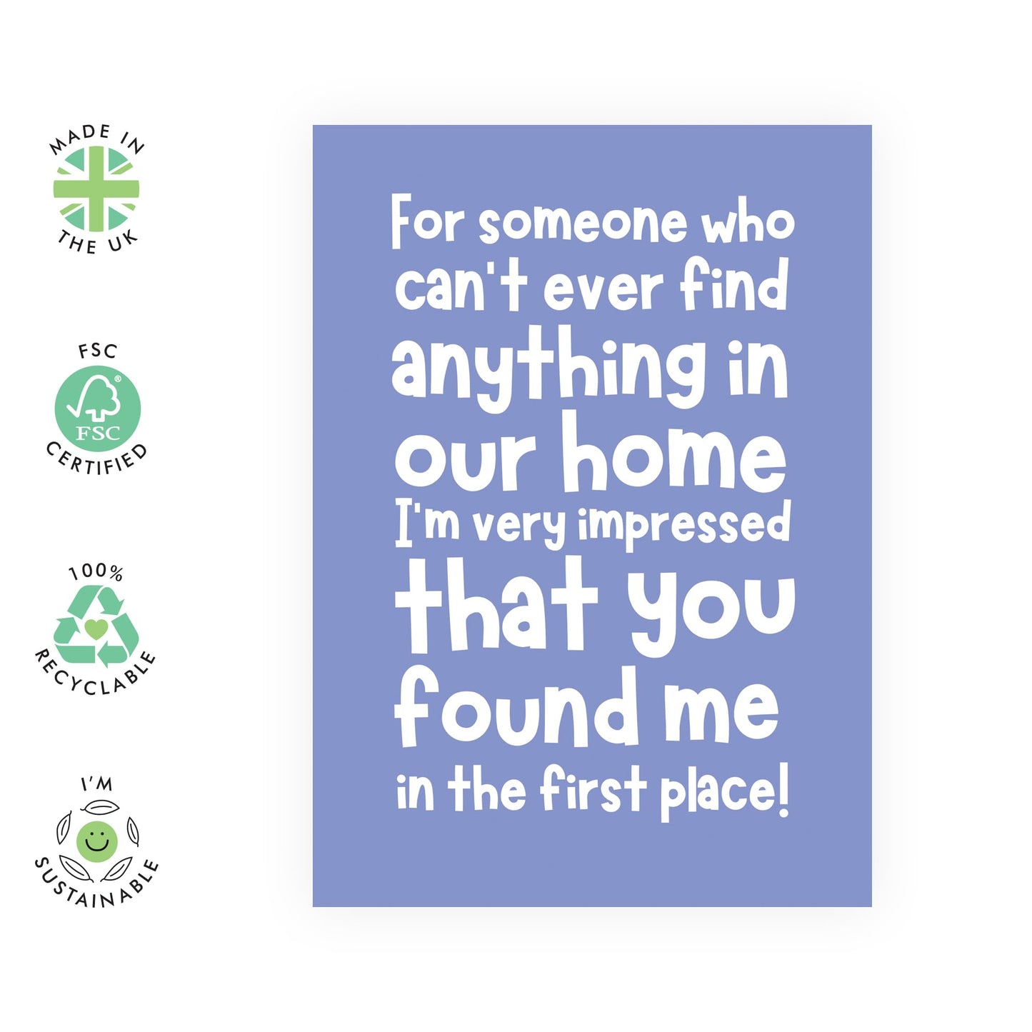Funny Love Card - 'Impressed You Found Me' - Romantic Valentines Day Gifts for Boyfriend, Husband, Wife, Girlfriend, Partner, Other Half - Finding Love - Comes with Fun Stickers