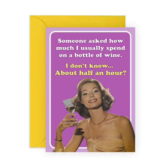 Birthday Cards For Ladies - How Long On A Bottle Of Wine - Women Birthday Gifts - Gifts For Sister Friend Mum Women - Best Friend Birthday Card - Comes With Fun Stickers By Central 23