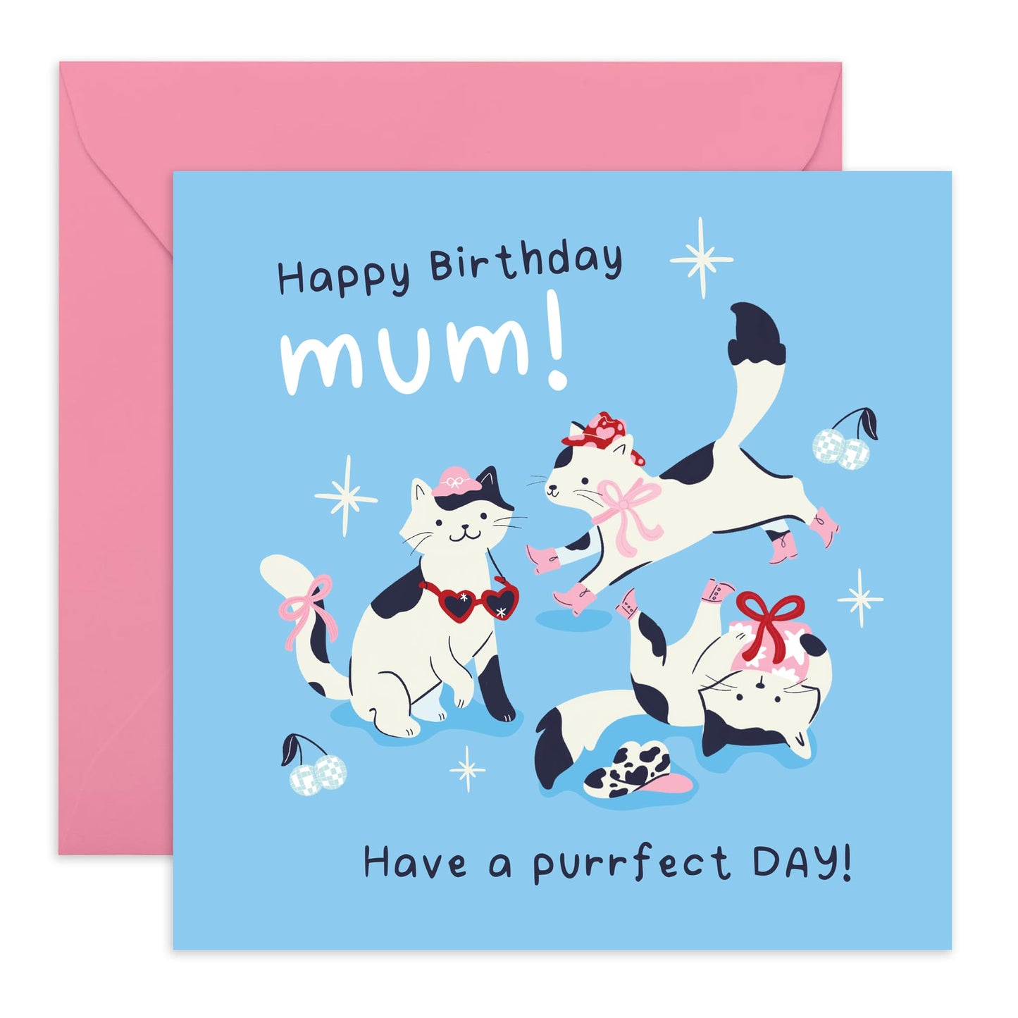 Cute Birthday Card - 'Purrfect Cat Mum' - Presents for Fur Mum, Mam, Mammy, Mothers, Mama - Cat Meows - Comes with Fun Stickers