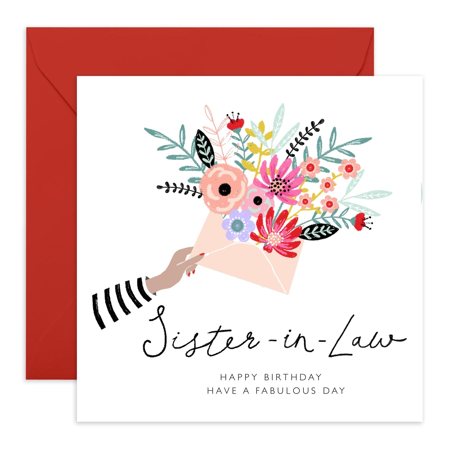 Sister-in-law Birthday Cards - Have A Fabulous Day - Celebration Cards For Her - Happy Birthday Card And Envelopes - Quirky Floral Gifts Presents - Comes With Cute Stickers By Central 23