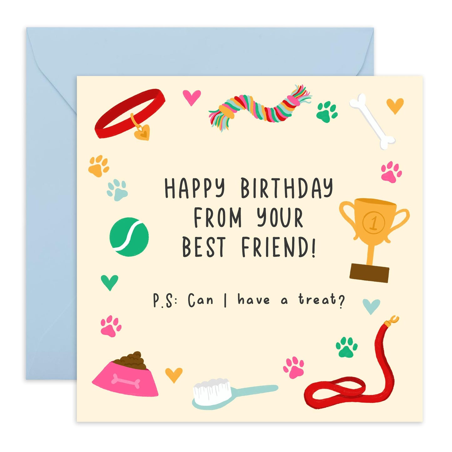 Adorable Happy Birthday Card from Pet - 'Birthday From The Dog' - Presents for Fur Dad & Mums, Dog Owners, Pet, Lovers, Friend, Family, Colleagues - Treats - Comes with Fun Stickers