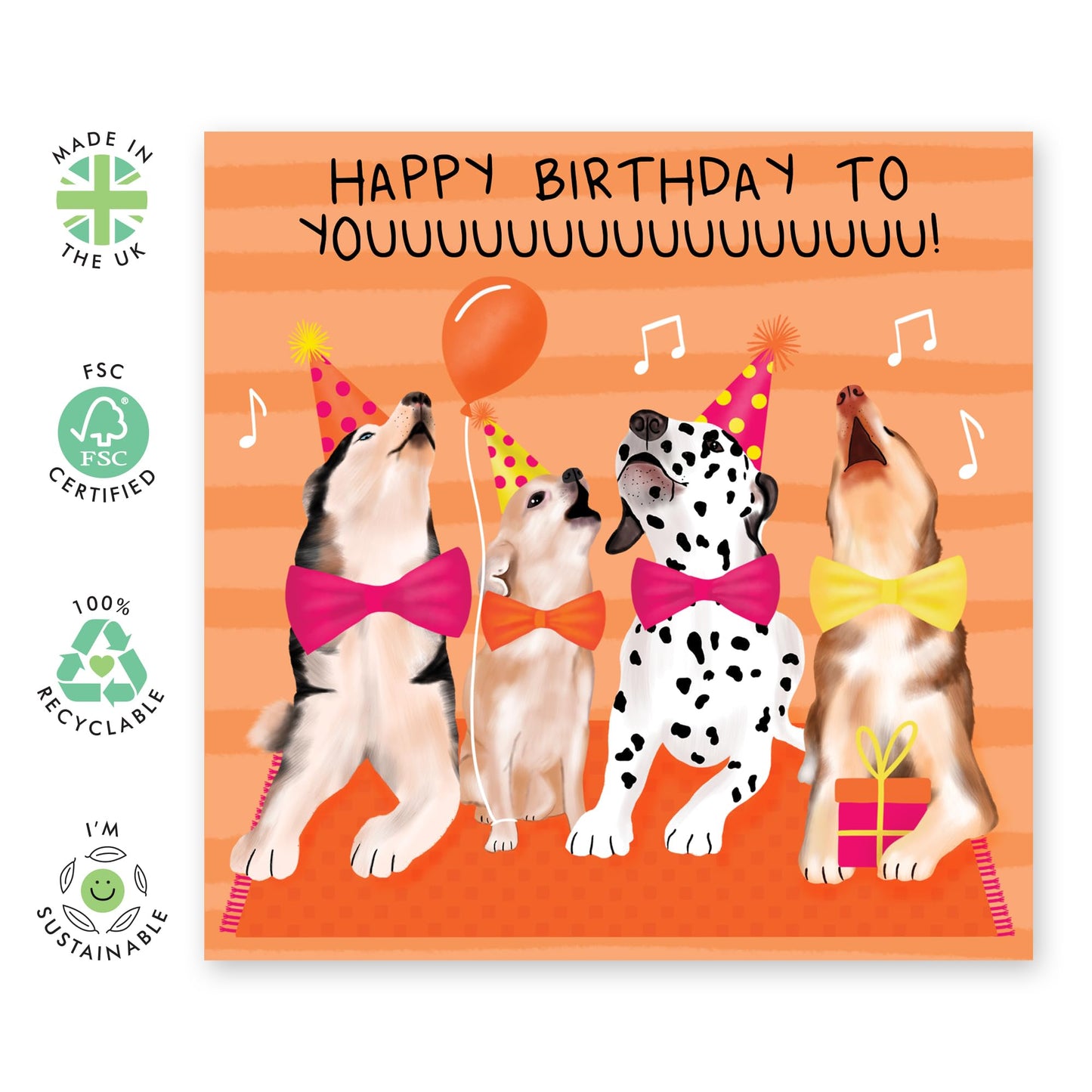 Singing Dogs Birthday Card - 'Birthday Dogs' - Gifts for Friend, Colleagues, Coworker, Brother, Sister - Party Time - Comes with Fun Stickers