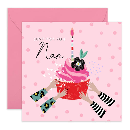 Nan Birthday Card - Pink Gifts For Her Women - Grandma Greeting Cards - Elegant Birthday Cards For Nanny Grandmother Granny - Comes With Fun Stickers By Central 23