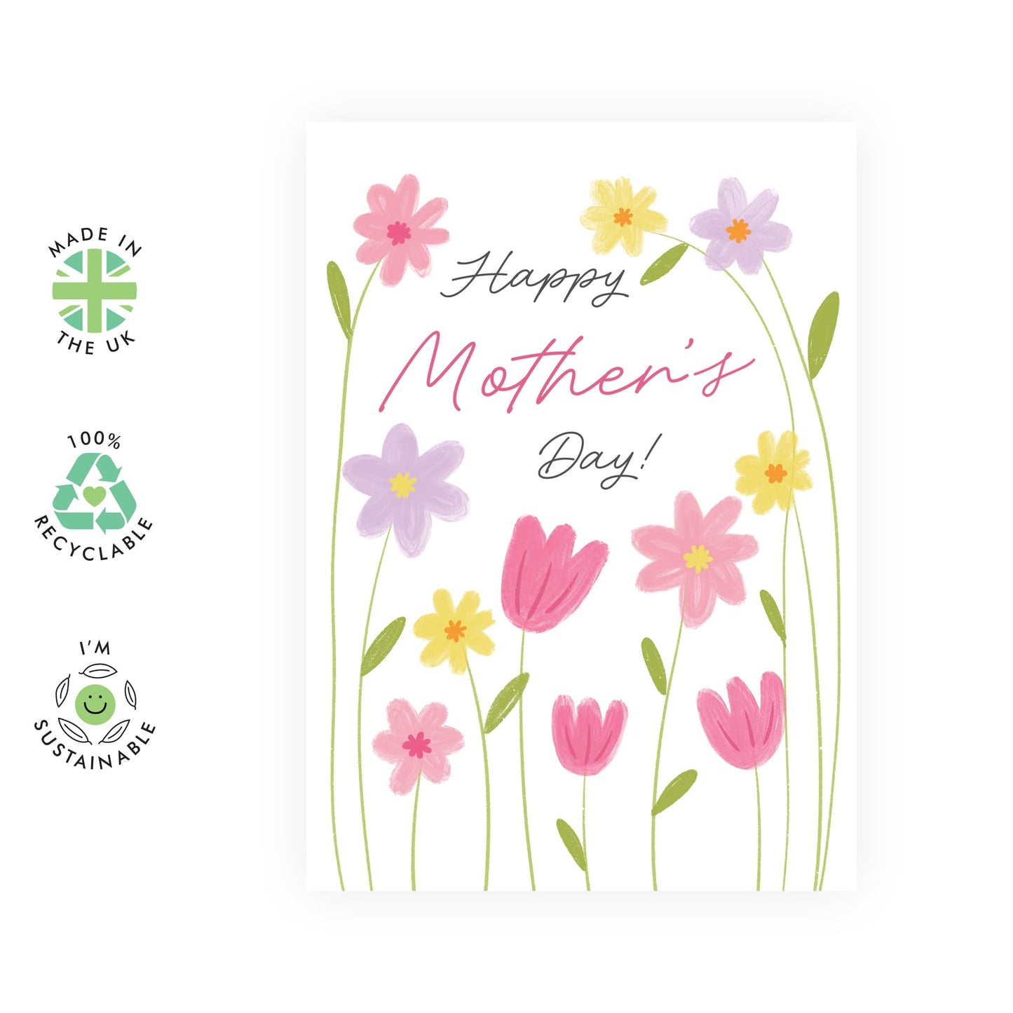 Beautiful Flowers Mother’s Day Card – Floral Watercolour – Lovely Greetings Her, Mum, Mummy, Mama, Ma, Mam, In Law, Grandma, Nan, Sister, Friend, Colleagues, Auntie, Women - Comes with Sticker