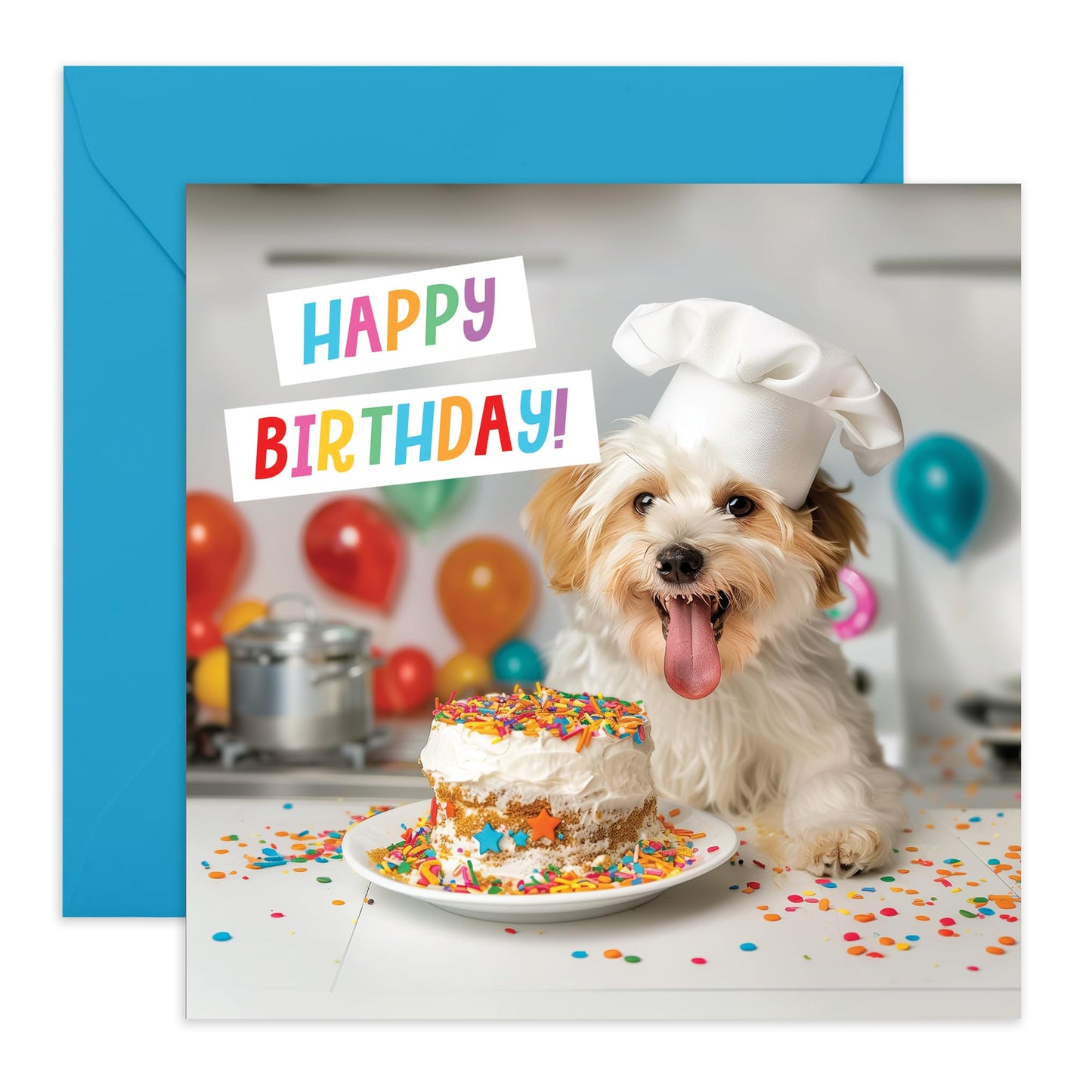 Birthday Card - 'HAPPY BIRTHDAY DOG CAKE' - Perfect for Celebrating with a Fun & Furry Twist - Ideal for Dog Lovers and Adding a Playful Touch to Their Special Day - Comes With Stickers By Central 23