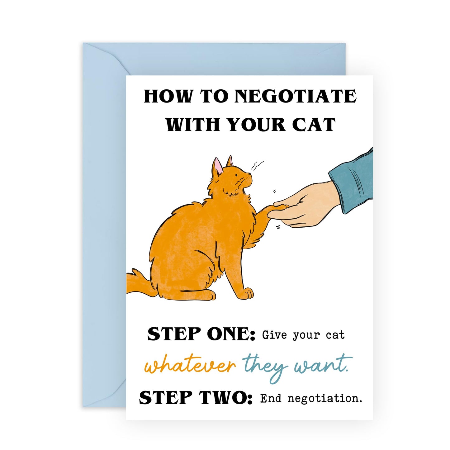 Cat Birthday Cards For Men Women - Funny Greeting Cards For Cat Mum And Dad - Humorous Cat Jokes For Cat Lady - Gifts For Pet Owners - Negotiate With Your Cat - Comes With Fun Stickers - By Central 23
