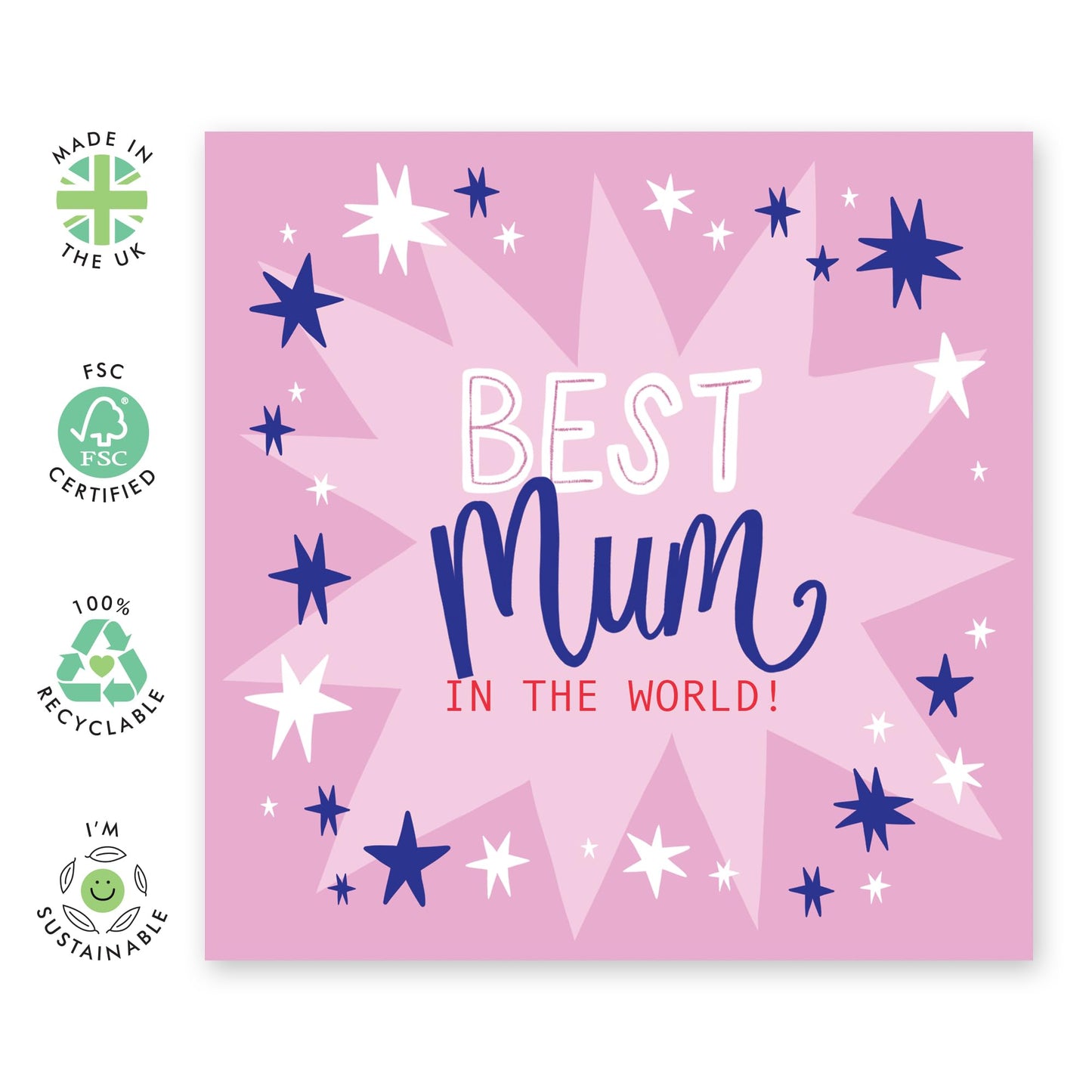 Heartfelt Card - 'BEST MUM IN THE WORLD' - For New Moms Mothers Day Card Moms Birthday From Daughter Son Husband - Appreciation Card - Perfect For Any Occasion - Comes With Stickers By Central 23