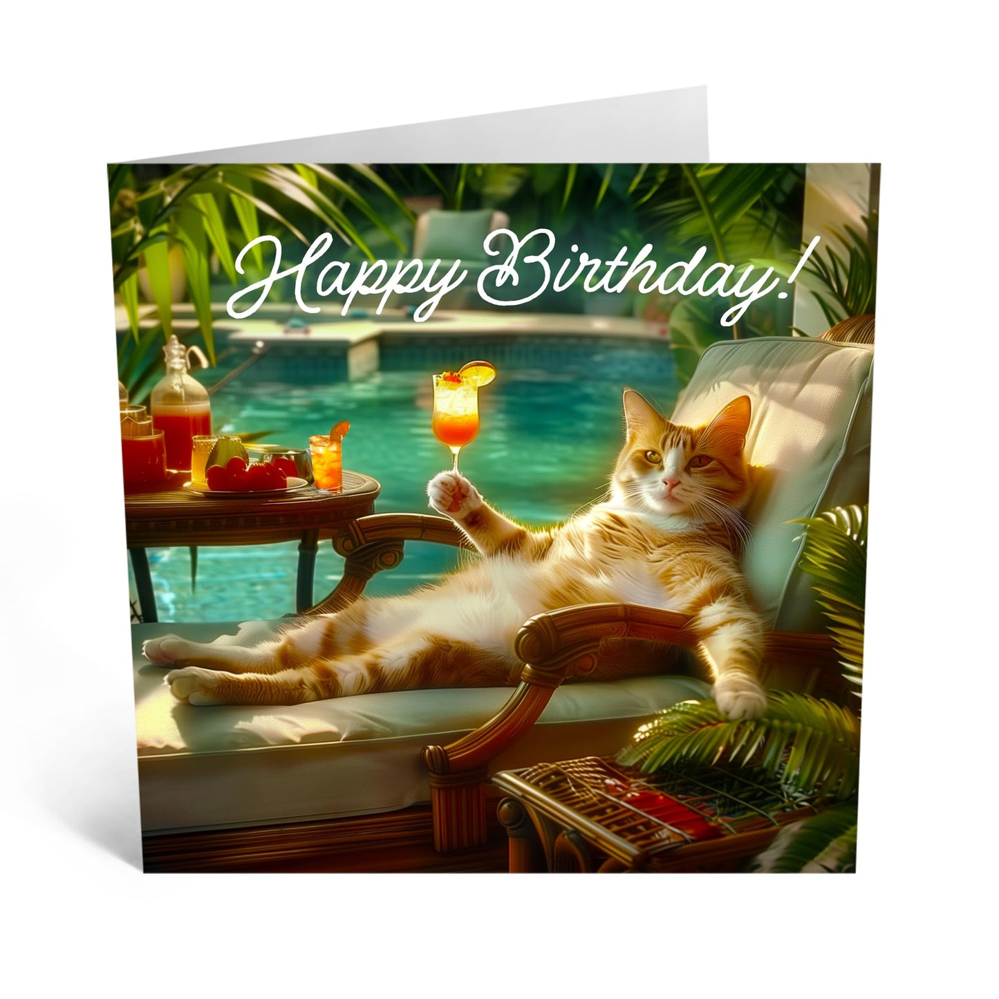 Greeting Card - 'BIRTHDAY CAT RELAXING' - Perfect for Cat Lovers and Birthday Chill - Ideal for Adding a Cozy Touch to Any Birthday Celebration - A Thoughtful Gift - Comes With Stickers By Central 23