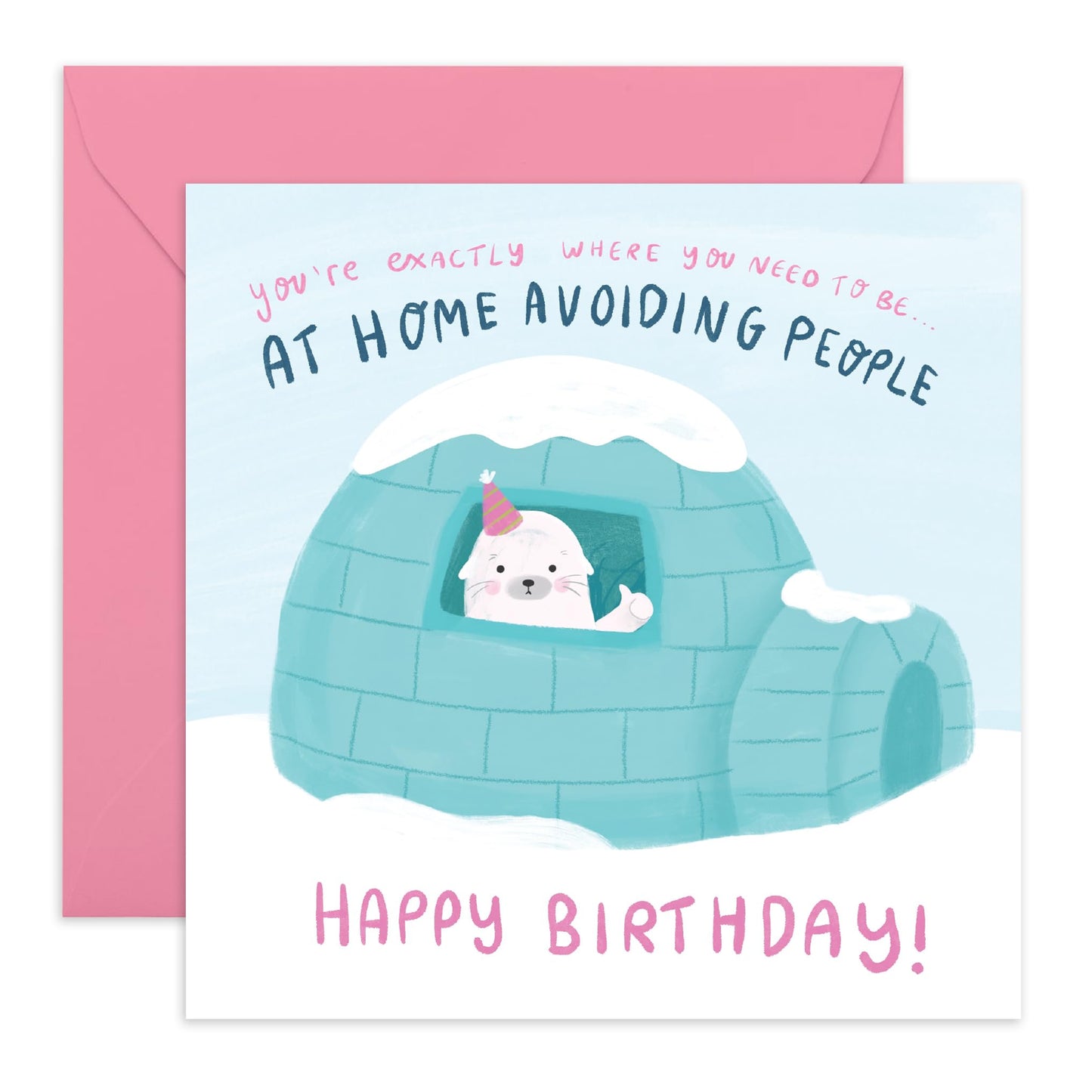 Happy Birthday Card For Men Women - Seal At Home Avoiding People - Cheeky Birthday Cards For Girlfriend Wife Cousin - Friend Card - Comes With Stickers - By Central 23