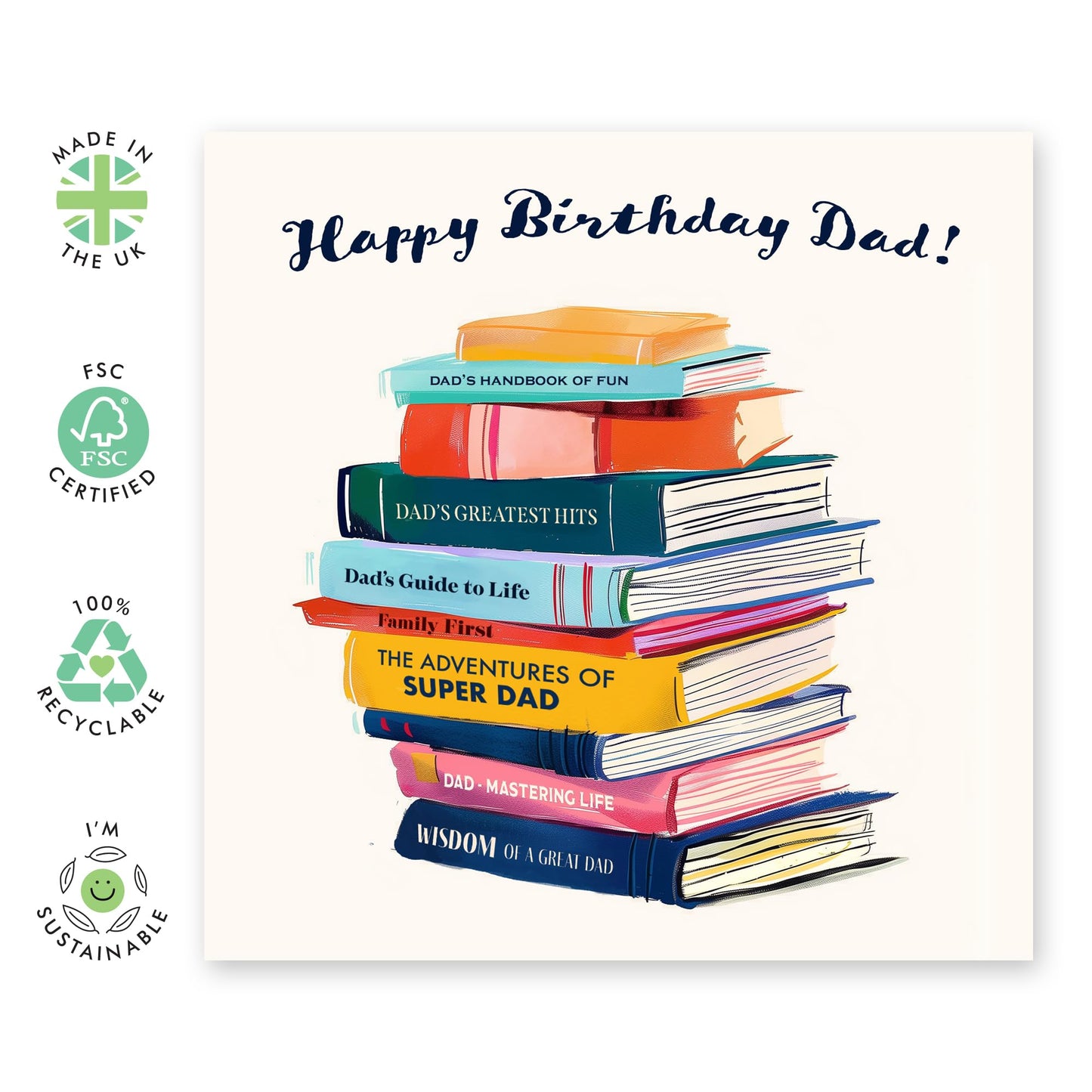 Happy Birthday Dad Card - To The Best Dad Books - Dad Bday Card From Son Daughter - Sweet Thoughtful Gifts For Him Men Papa Pop Daddy - Comes With Fun Stickers And Envelopes By Central 23