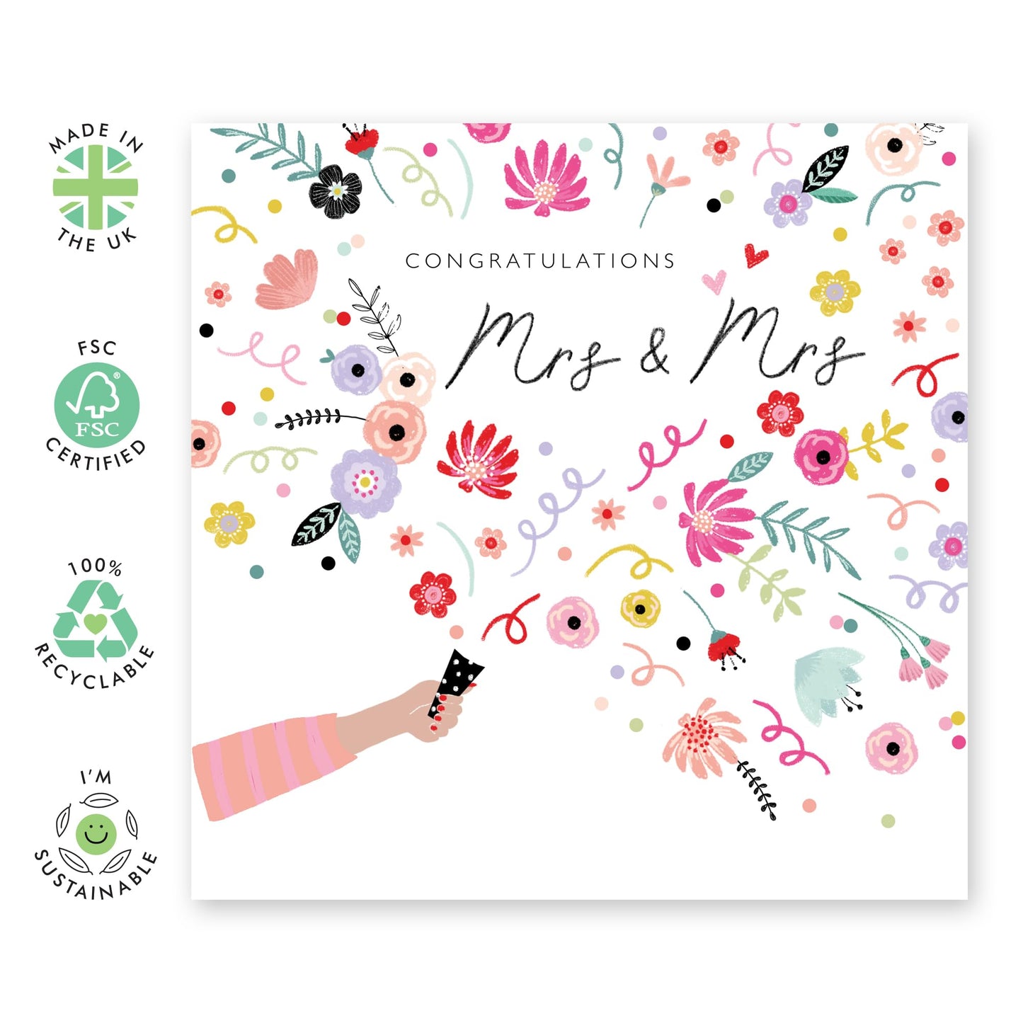 Engagement Card For Fiancé - Mrs And Mrs Confetti - Anniversary Card Husband Wife - Valentines Day Cards Boyfriend Girlfriend Men Women - From Best Friend - Comes With Stickers By Central 23