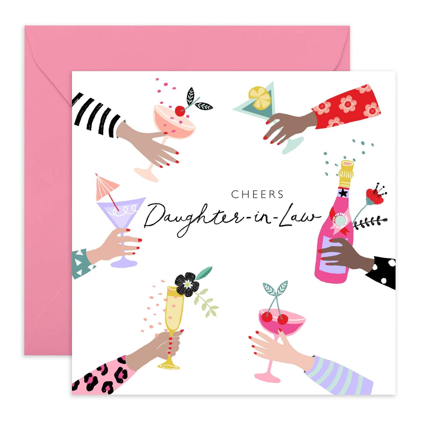 Birthday Cards For Women - Cheers Daughter In Law! - Pretty Celebration Greeting Cards And Envelopes For Daughter-in-law - Gifts For Her - Comes With Stickers By Central 23