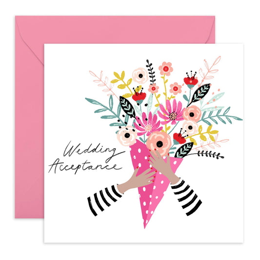 Wedding Acceptance Card From Groom Bride - Wedding Acceptance Bouquet - Wedding Invitations For Entourage - Rsvp Reply Card For Bridesmaid Groomsman Guests - Comes With Fun Stickers By Central 23