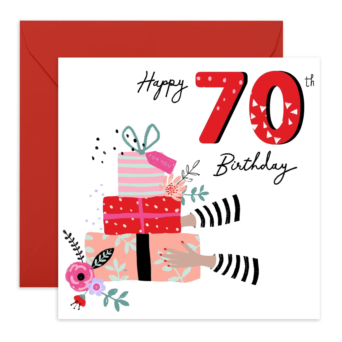 70th Birthday Card For Mum - Presents - Sweet Birthday Cards For Nan Sister Auntie - Age 70 - Pretty Floral Gifts For Her - Comes With Stickers - By Central 23