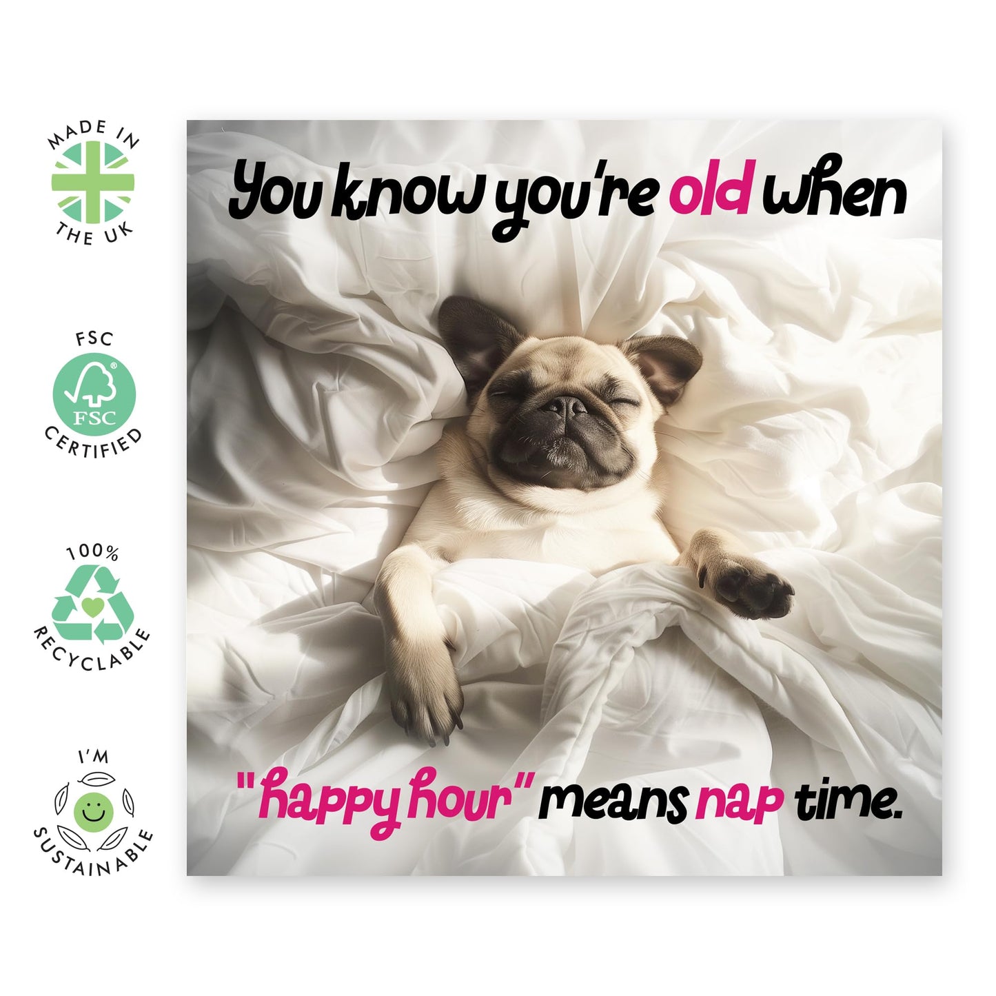 Dog Birthday Card - HAPPY HOUR MEANS NAP TIME - Hilarious Birthday Cards For Women And Men - Gifts For Dog Mum And Dad - Gift For Fur Parents Dog Mum Or Dad - Comes With Stickers By Central 23