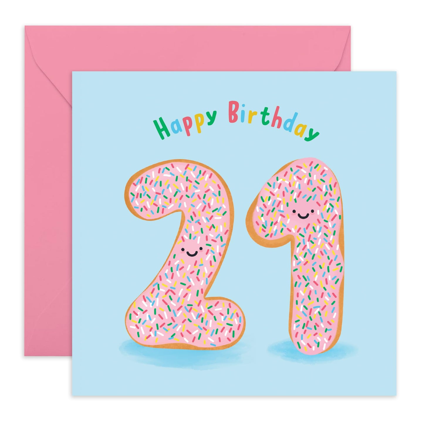 21st Birthday Card For Her Him - Donut Age 21 - Donut Birthday Card - Women Men - Brother Sister - Twenty-first Birthday Card - Gift For Daughter Son Friend - Comes With Fun Stickers - By Central 23