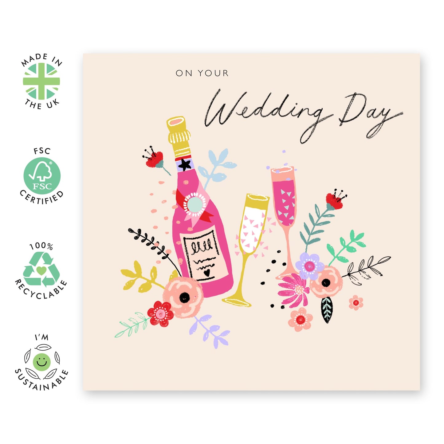 Wedding Cards For Bride And Groom - Drinks On Your Wedding Day - Newly Weds Card - Congratulations Card Men Women Son Daughter - Best Wishes Gift For Him Her - Comes With Stickers By Central 23