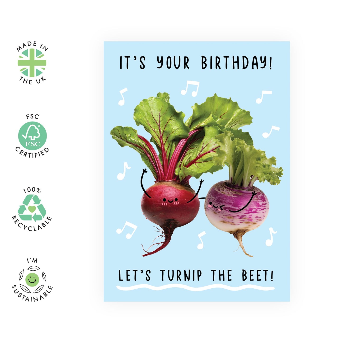 Happy Birthday Card Dad Mum- Turnip The Beet Birthday - Funny Greeting Cards For Son Daughter Nephew Niece - Hilarious Birthday Card For Girls And Boys - Comes With Stickers By Central