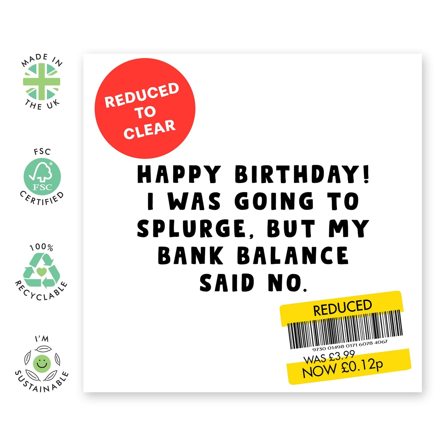 Funny Happy Birthday Card - 'Bank Balance Said No' - Gifts for Best Friends, Besties, BFF,Girlfriends, Sister, Sis, Co-workers, Colleagues, Family - Buying A Card - Comes with Fun Stickers