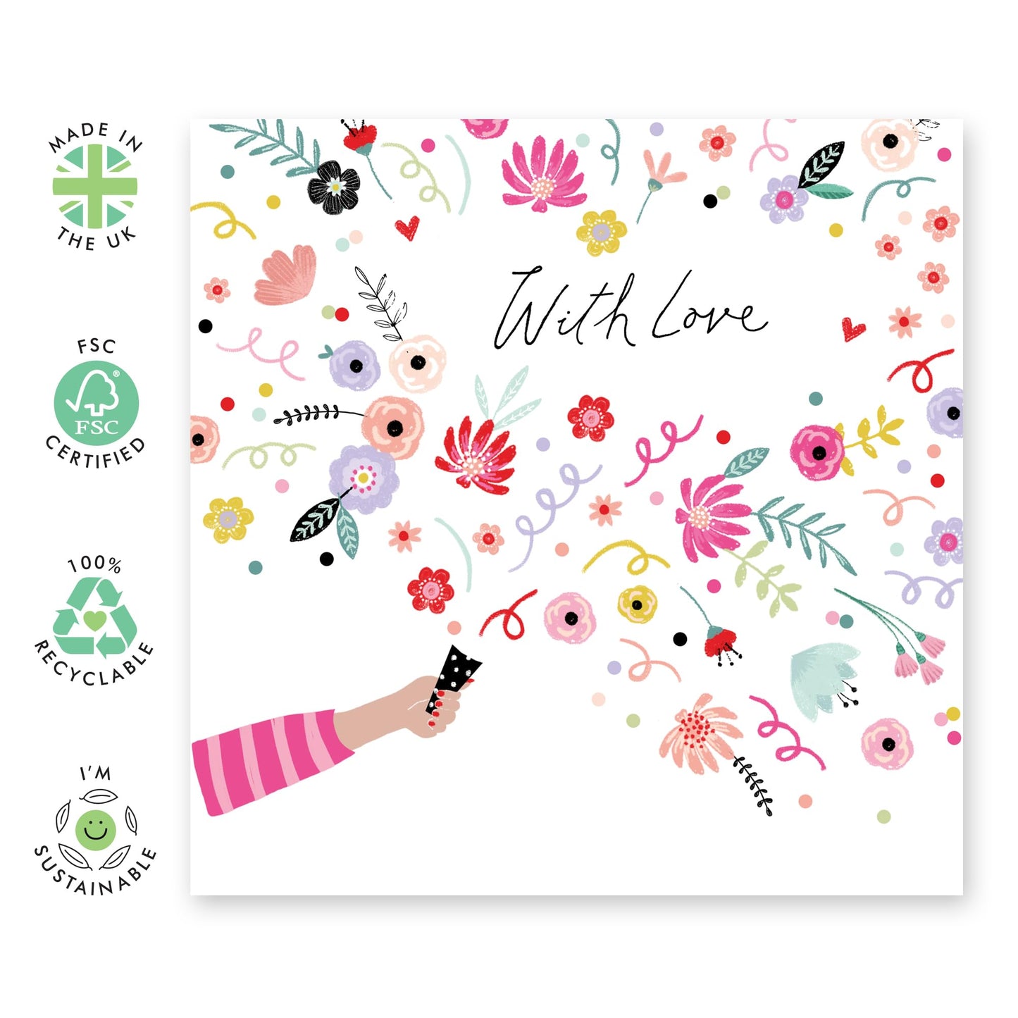 Wife Anniversary Card - With Love Confetti - Love Cards For Her - Mothers Day Card From Son Daughter - Birthday Card For Women - Valentines Card Girlfriend - Comes With Stickers By Central 23