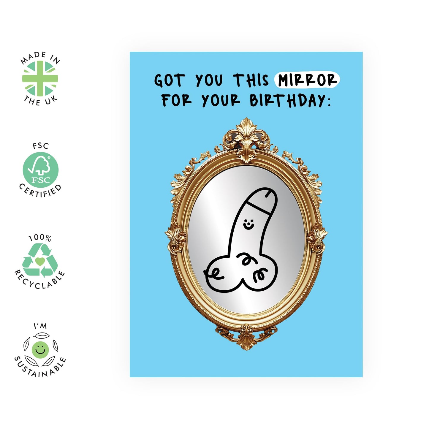 Hilarious Mirror Birthday Card - 'Mirror Rude 2' - Gift for Besties, Best Friends, Colleagues, Coworkers, BFF, Cousin - Bday Present - Comes with Fun Stickers