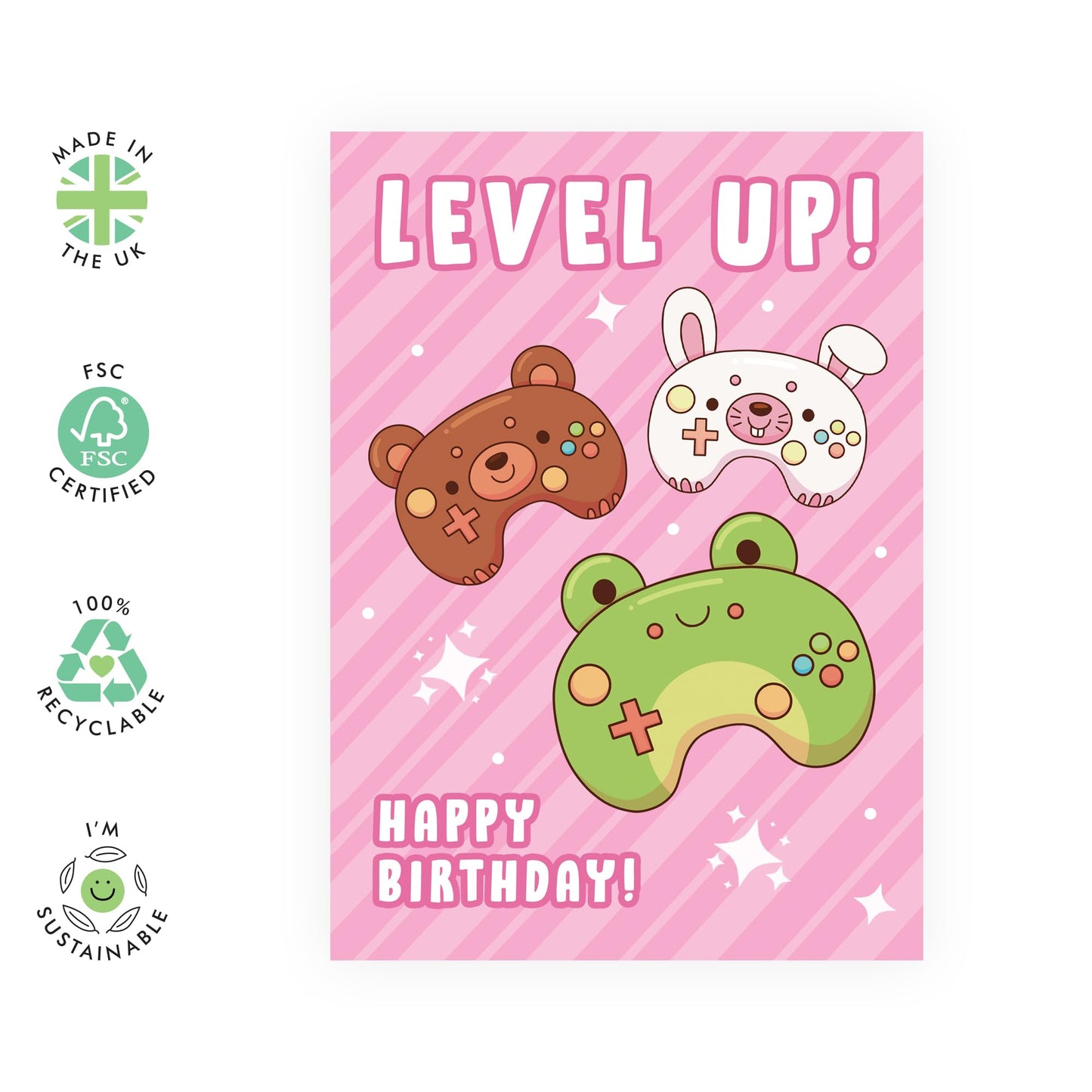 Girls Birthday Card - Pink Gamer Birthday - Sister Birthday Cards - Video Games - Birthday Cards For Teens - Gift From Mum Dad - Comes With Stickers - By Central 23
