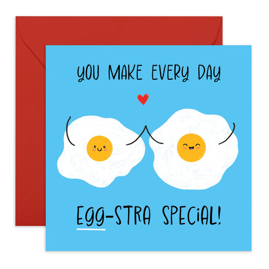 Cute Anniversary Card - Every Day Egg-Stra Special - Sweet & Romantic Love Card for Partner, Boyfriend, Girlfriend, Husband, Wife, Fiance, Spouse, Babe - Valentines Day Ideas - Comes with Stickers