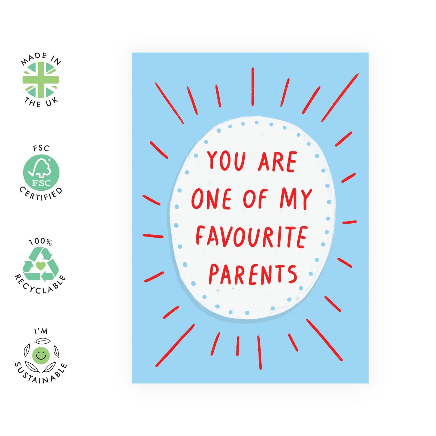 Birthday Card For Daddy - You Are One Of My Favourite Parents Blue - Birthday Cards For Dad - Happy Birthday Greeting Card - From Son Daughter - Comes With Fun Stickers By Central 23