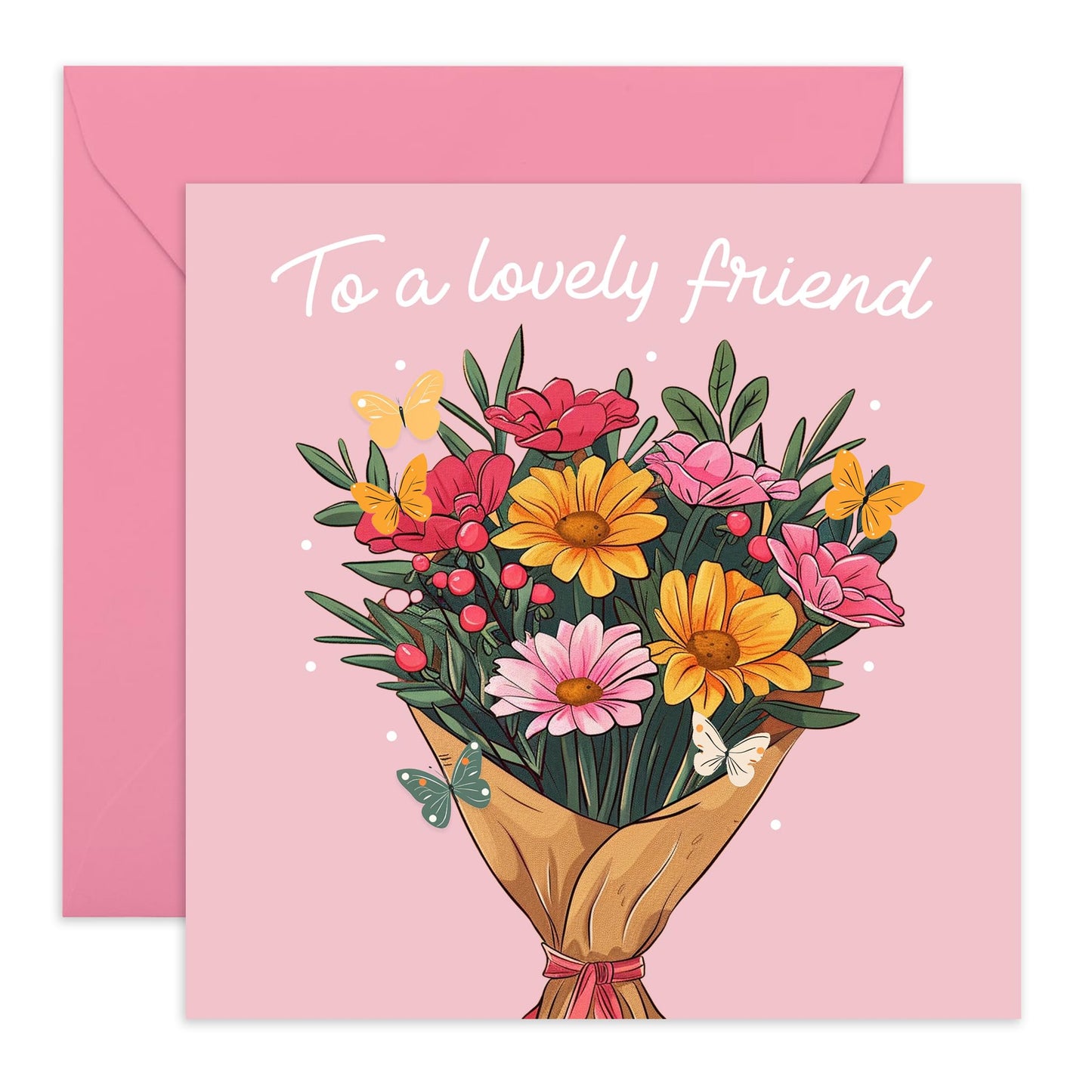Friendly Greeting Card - Remembering Friends, BFFs, Girlfriend, Buddies, Bruv, Colleague - Flowers For You - Comes with Fun Stickers