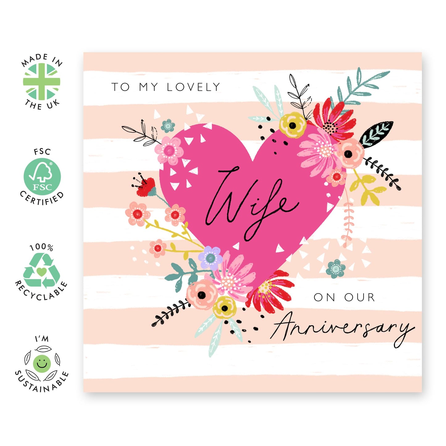Wedding Anniversary Card Wife - Wife Anniversary Hearts - Anniversary Card For Couple Girlfriend - Greeting Cards For Her - Comes With Fun Stickers By Central 23