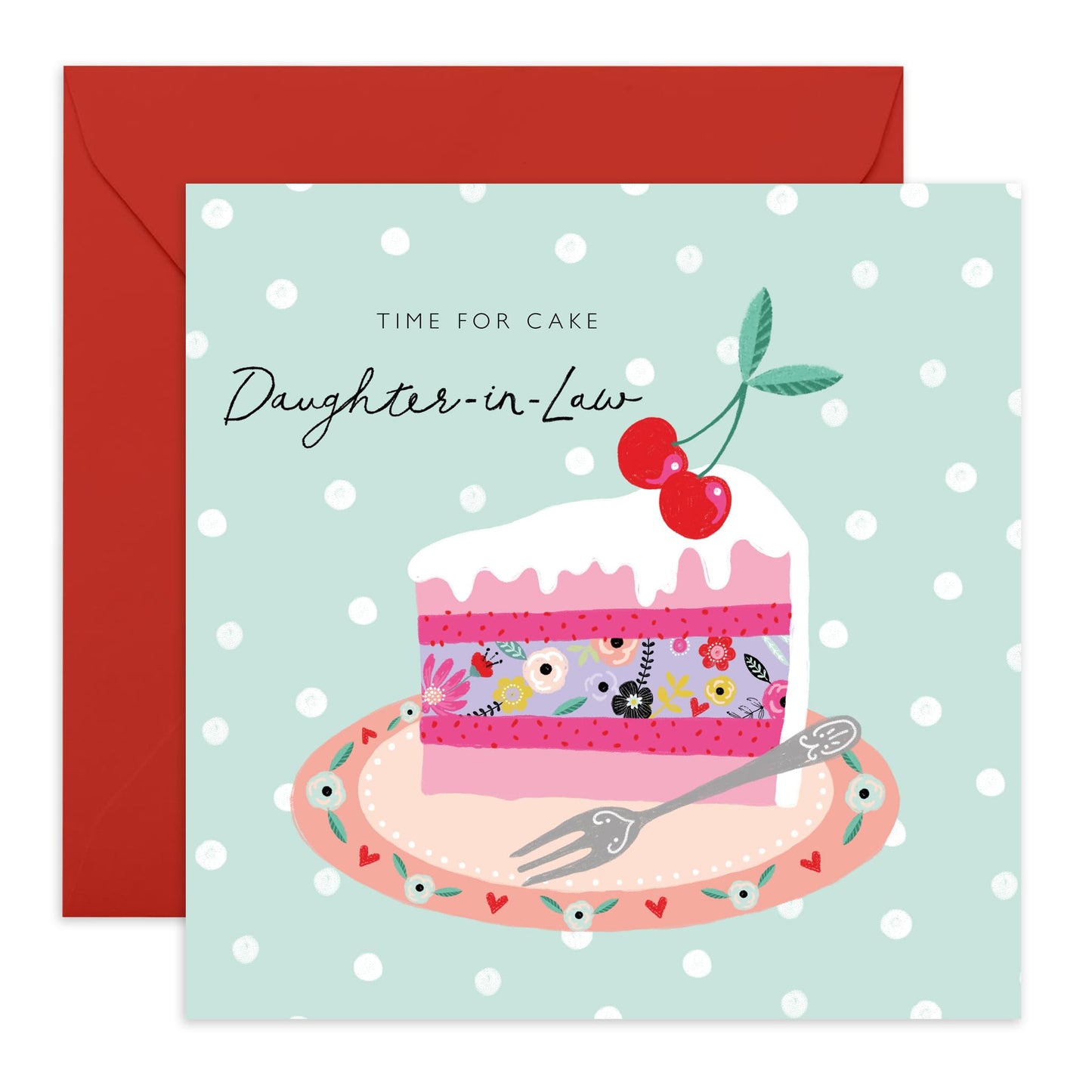 Happy Birthday Daughter In Law - Bday Cake - Floral Greeting Cards For Women Her Female - Pretty Birthday Card For Daughter-in-law - Comes With Stickers By Central 23