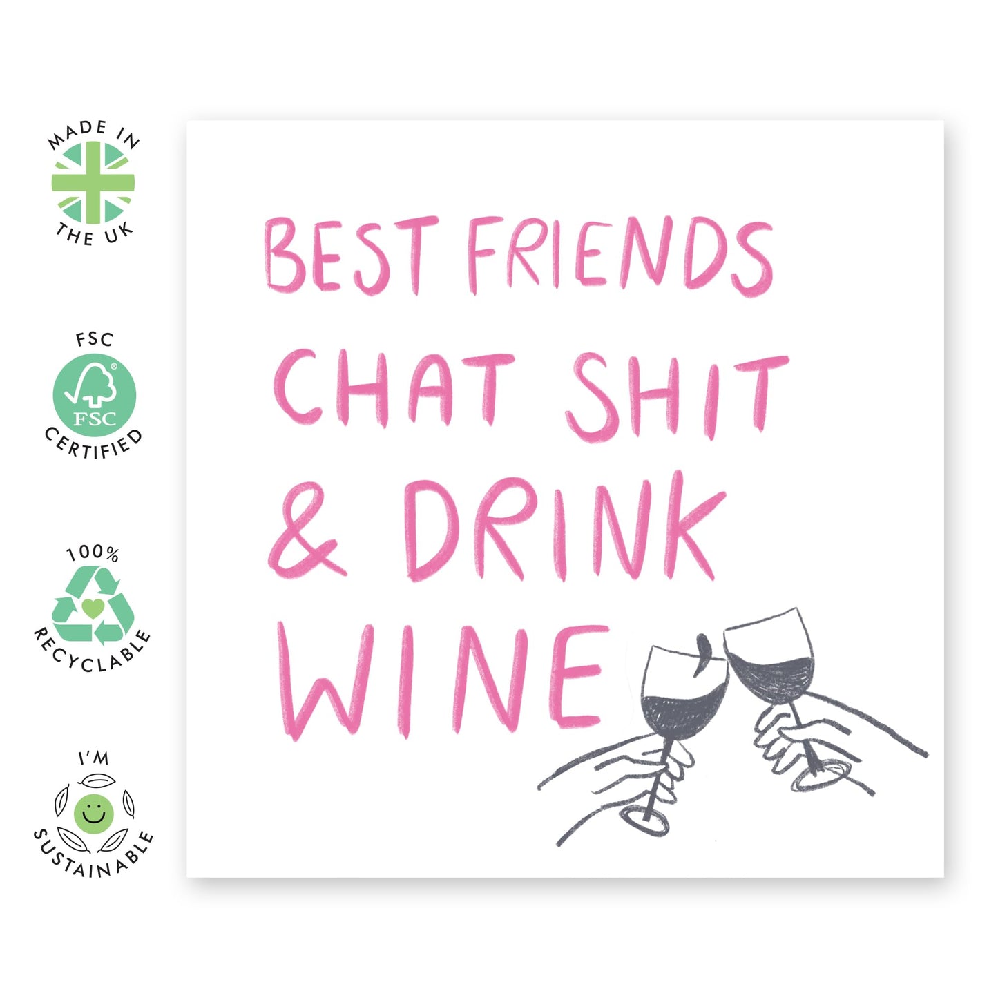 Best Friend Birthday Card - Best Friends Chat Shit And Drink Wine - Fierce Fabulous Friends - Cheeky Greeting Cards For Women Her Girls - Bestie Birthday Card Bff - Comes With Stickers By Central 23