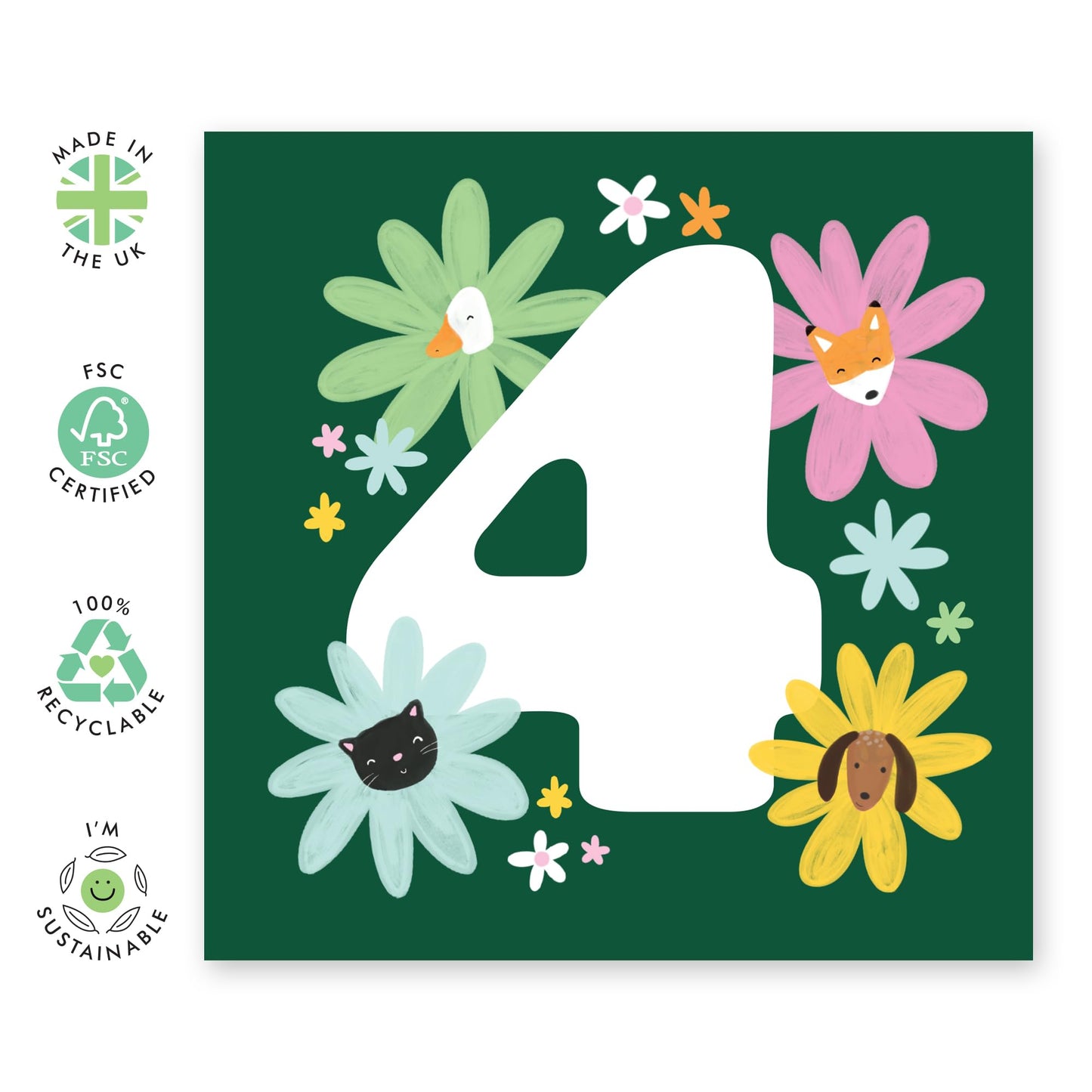 4th Birthday Cards For Girls - Happy Birthday Cards Age 4 - Forth Birthday Card For Daughter Niece Granddaughter - Four Year Old Gifts For Kids Toddler Children - Comes With Stickers By Central 23