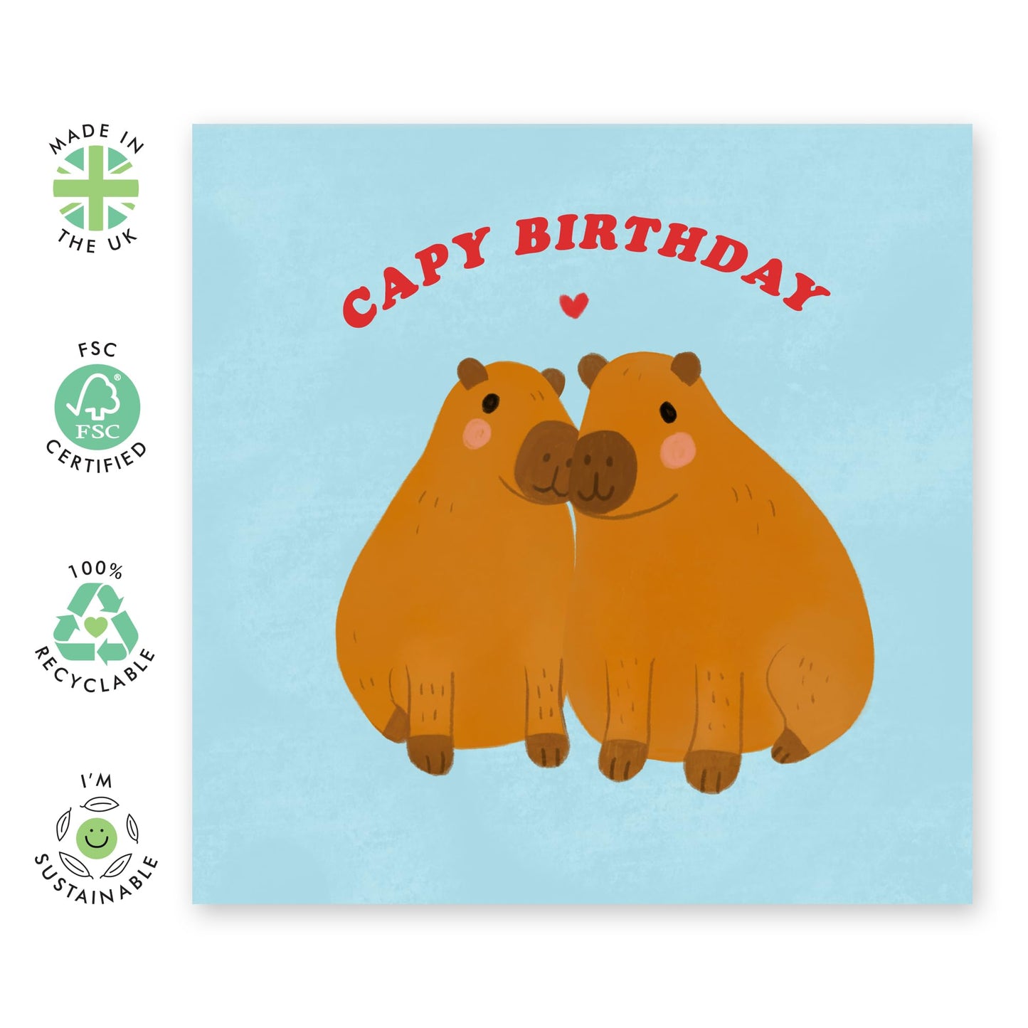 Birthday Card for Couples - 'Capy Birthday' - Gifts for Him, Her, Husband, Wife, Girlfriend, Boyfriend, Babe, Fiance -Sweet - Comes with Fun Stickers