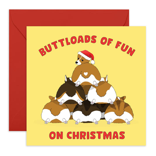 Christmas Cards Men Women - Buttloads Of Fun On Christmas - Funny Christmas Cards Mum Dad - Wife Husband Xmas Card Brother Sister - Christmas Card Box - Gift - Comes With Fun Stickers - By Central 23