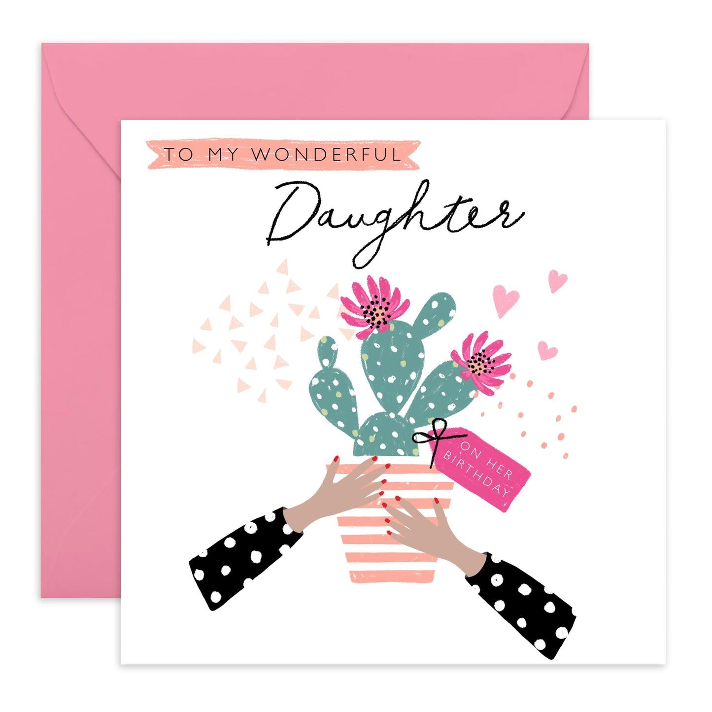 Happy Birthday Daughter Card - To My Wonderful Daughter - Cactus Greeting Cards And Envelopes For Women Female Teens - Gifts For Girls - Comes With Cute Stickers By Central 23