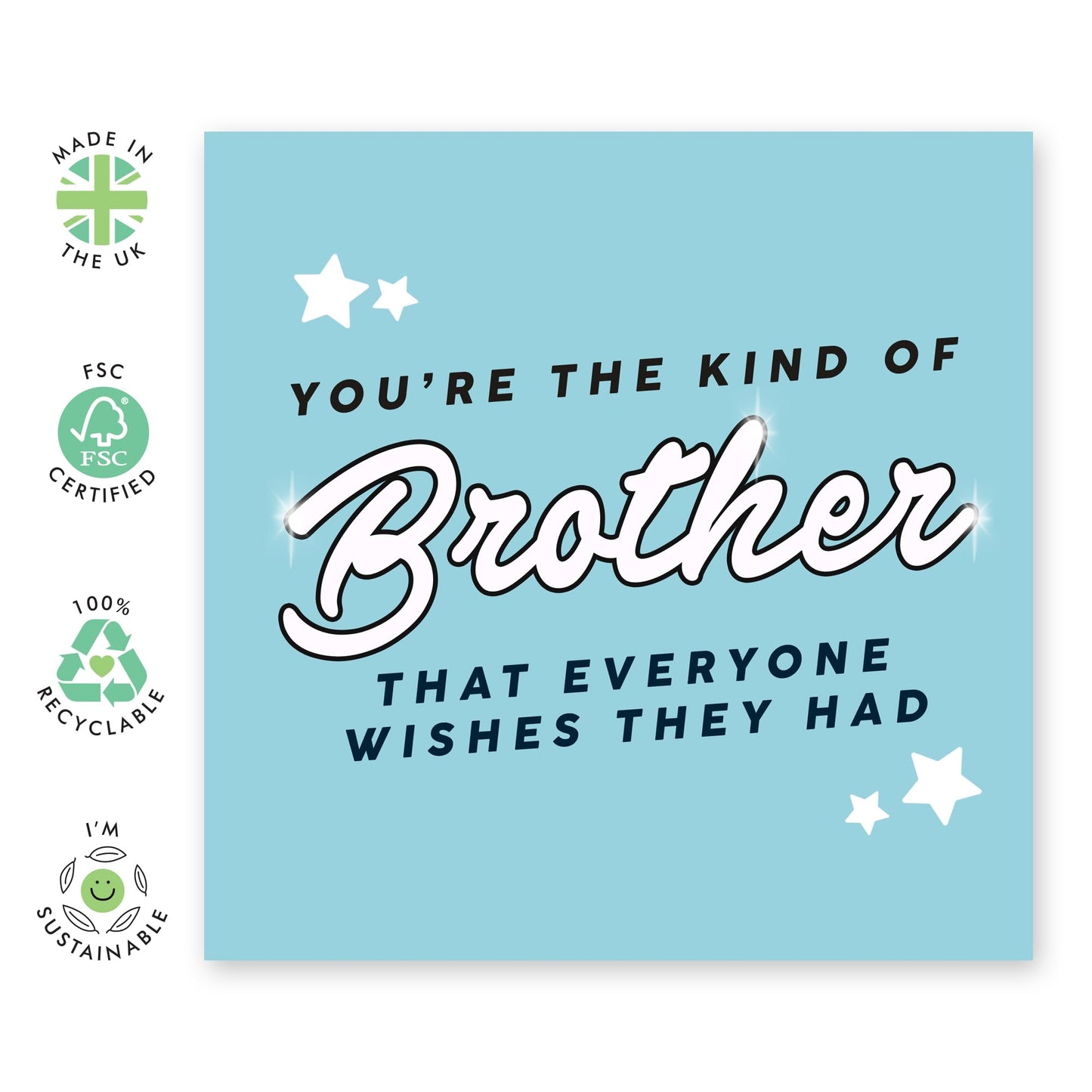 Appreciation Greeting Card - 'Brother Everyone Wish' - Sweet Message for Brothers, Bruv, Big Bro, Siblings, Son, Grandson - No.1 Brother - Comes with Fun Stickers