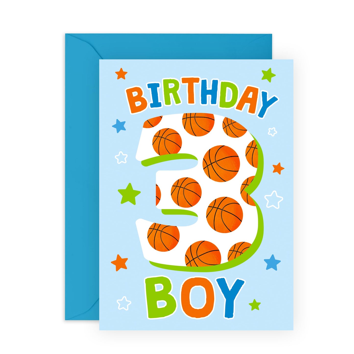 3rd Birthday Card - Basketball Greeting Cards Age Three - Happy Third Birthday Cards For Boys Girls Kids Toddler - Milestone 3 Year Old Gifts For Him Her - Comes With Cute Stickers By Central 23