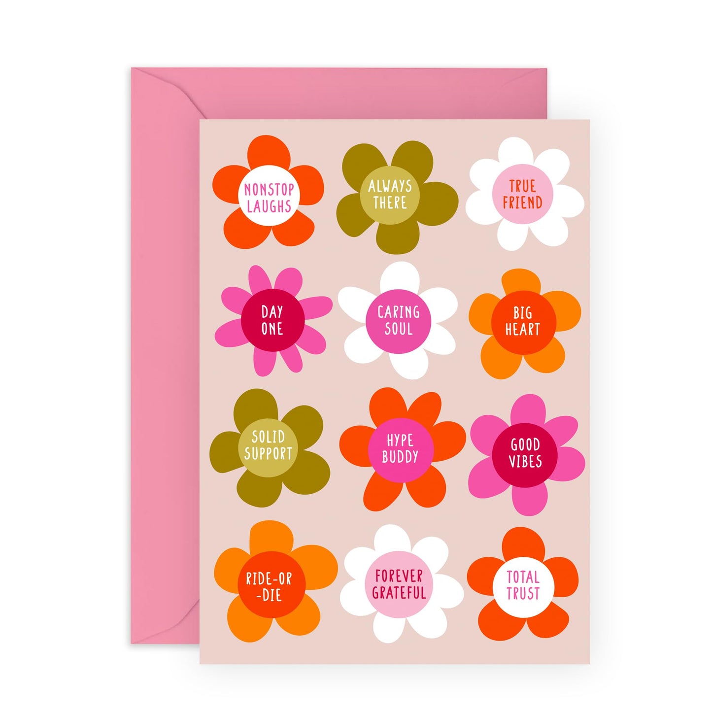 Positivity & Good Vibes Greeting Card - 'Positive Flowers' - Gifts for Best Friends, Besties, BFF,Girlfriends, Sister, Sis, Gals, Colleagues, Co-workers - Inspiring- Comes with Fun Stickers