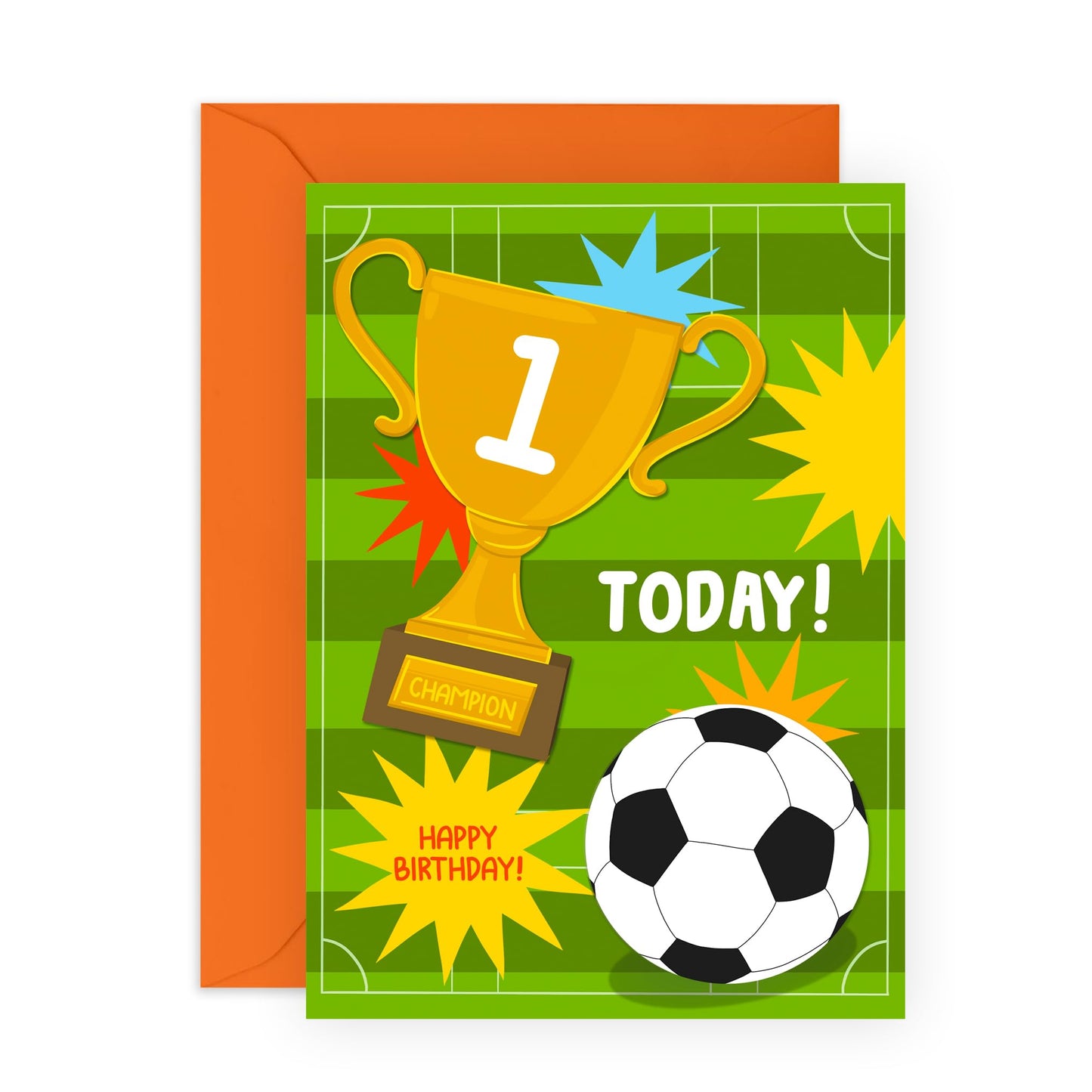 First Birthday Card For Boys - Childrens Football Birthday Age 1 - One Year Old - Happy 1st Birthday Greeting Card For Kids - Son - Toddler - Comes With Fun Stickers By Central 23