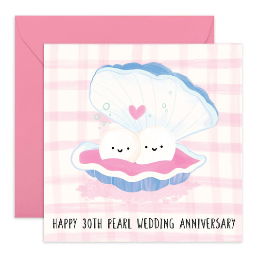 Wedding Anniversary Card - 'Pearl Anniversary' - I Love You Gift for Married Couples, Wife, Husband, Spouse, Partner, Him, Her- 30 Years Together - Comes with Fun Stickers