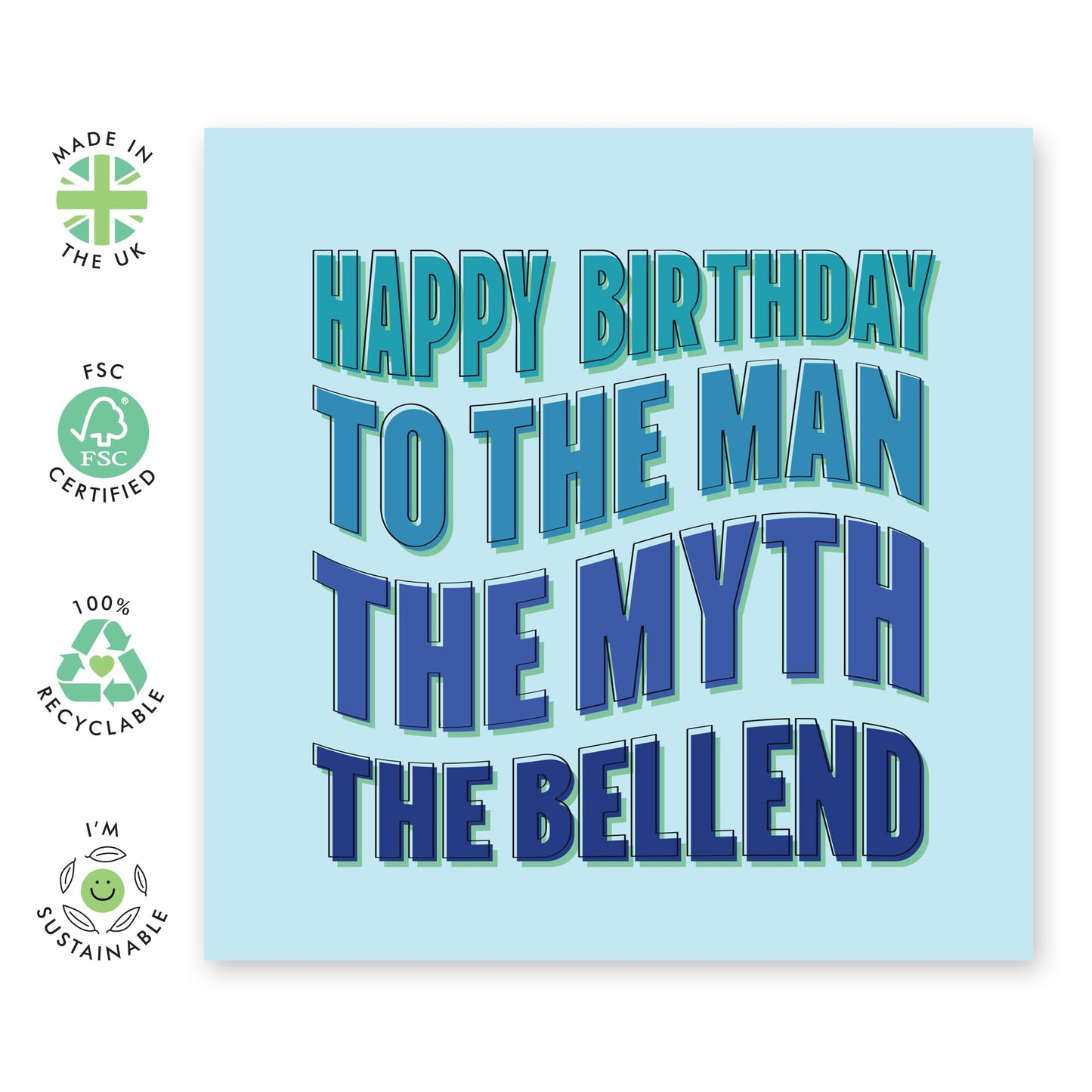 Hilarious Birthday Card - 'Man Myth Bellend' - Gift for Husband, Dad, Grandad, Father, Boyfriend, Best Friend, Uncle - Manly - Comes with Fun Stickers