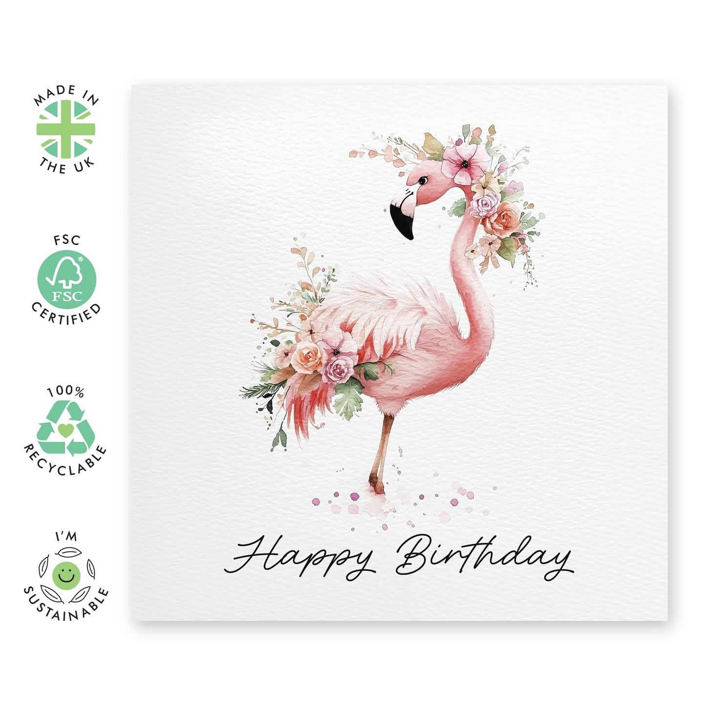 Women's Birthday Card - 'Birthday Floral Flamingo' - Gifts for Her, Wife, Girlfriend, Ladies, Mum, Babe, Sister, Auntie - Pink - Comes with Fun Stickers